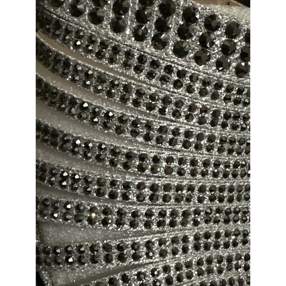 Simply Couture Rhinestone Heels Silver Open Toe Sandal Slides–Glam Party Size 11 - Picture 9 of 10